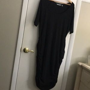Ruched black knit dress